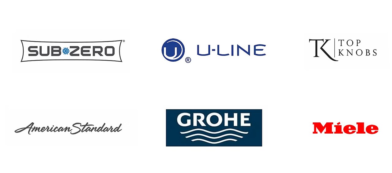 Partner brands including Sub-Zero, U-Line, Top Knobs, American Standard, Grohe and Miele