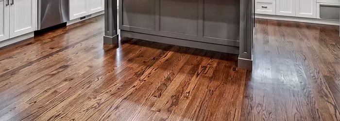 Hardwood flooring in a rich red-brown oak finish